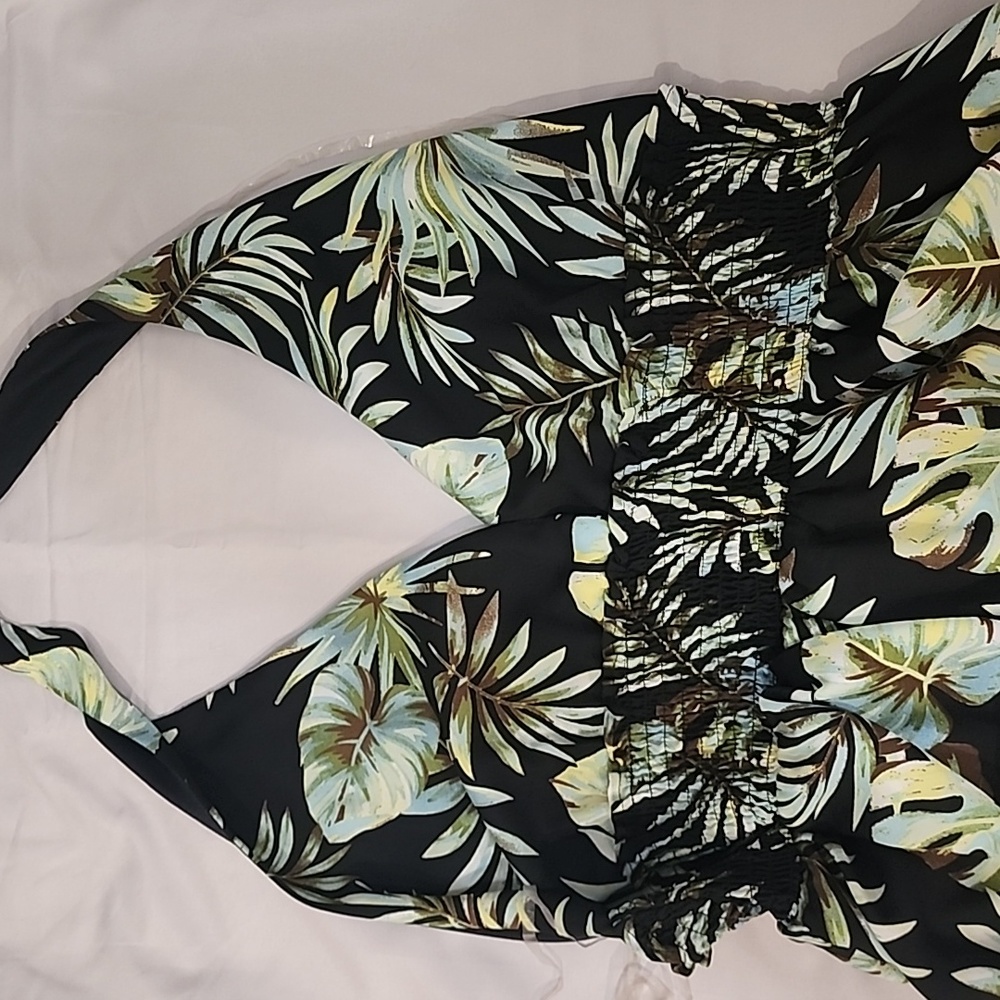 Tropical Halter Ruffle Dress - Picture 2 of 3